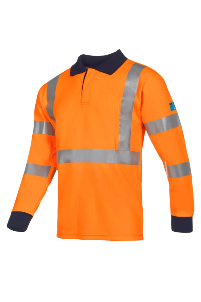 Multinorm pitkähihainen pikee, oranssi - Palosuojatut paidat - 554AA21PO - 1